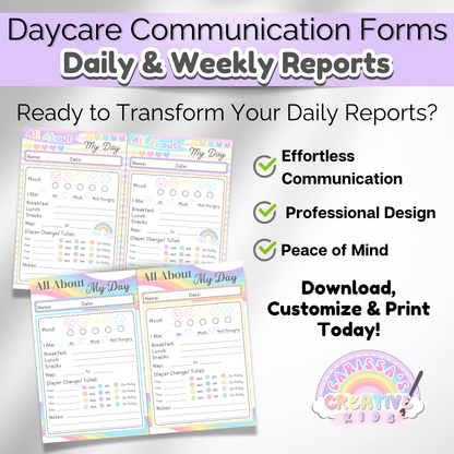 Infant daily report for daycare. Track feeding, naps, and diaper changes with this printable daycare form.