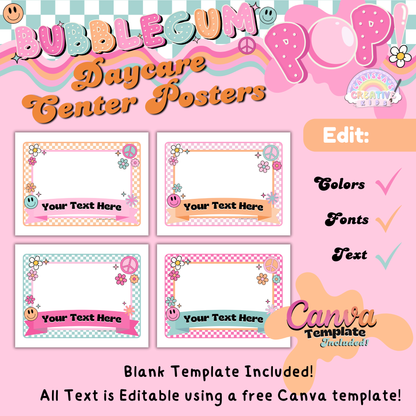 Editable Canva template for classroom center signs. Customize text easily for daycare, preschool, or homeschool organization.