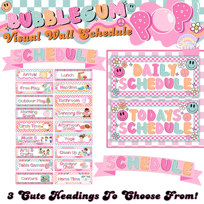 Daily routine cards neatly arranged in a pocket chart, demonstrating an organized classroom schedule for preschool and early childhood education.