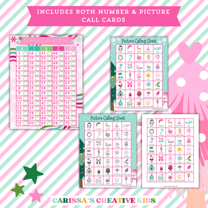 Includes both number and picture call cards for Christmas Bingo. Features colorful calling sheets to use with 50 picture cards and 50 number cards. Ideal for classroom parties, family Christmas games, or holiday events.