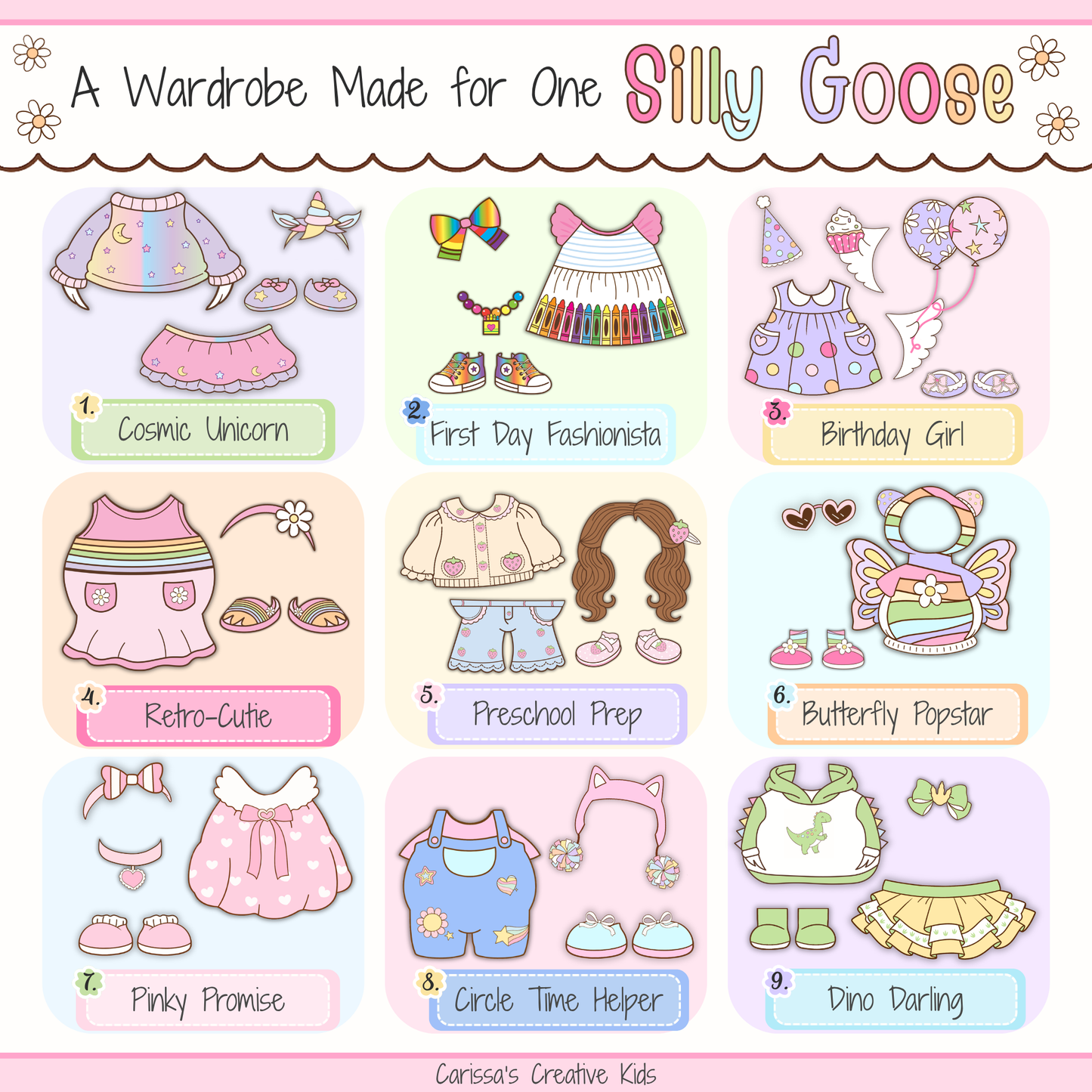 Classroom Goose dress-up classroom decor featuring cute printable outfit pieces for kindergarten, elementary decor, speech therapy rooms, playroom decor, classroom posters, and bulletin board kit displays.