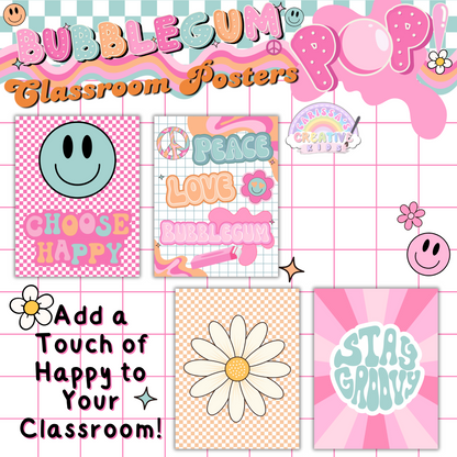  A set of 10 colorful and groovy classroom posters designed to create an engaging and positive learning environment with retro classroom decor and playful typography.
