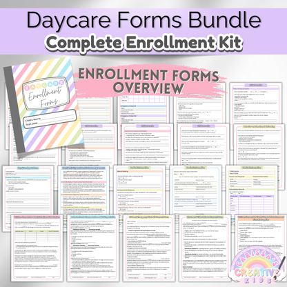 Daycare bundle including contract, enrollment forms, and parent handbook for professional childcare management.