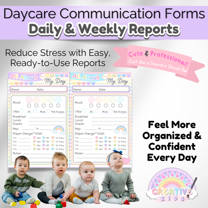 Daycare daily sheet printable for organized reporting. Ideal for toddler and infant care logs.