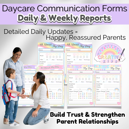 Daycare daily log template for tracking child activities, meals, and naps. Essential for organized childcare forms.