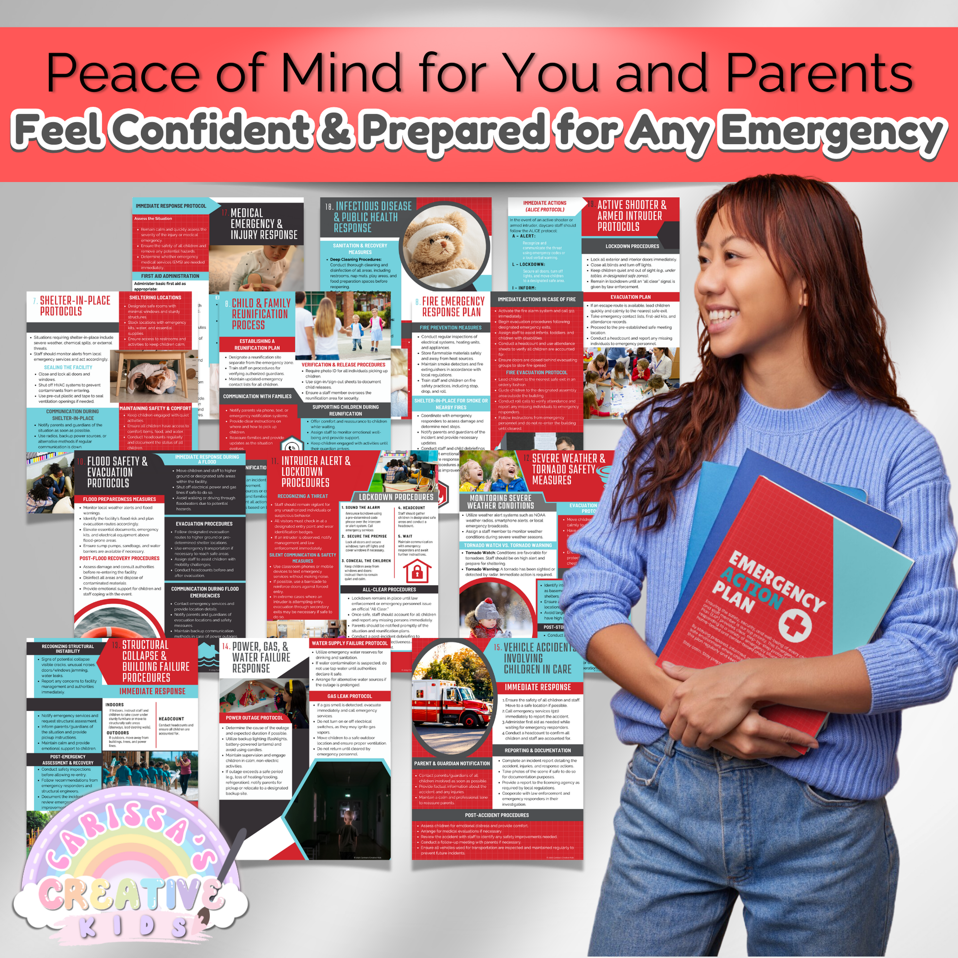 Daycare emergency notification plan for quick communication with parents, staff, and emergency services. Includes evacuation procedures.