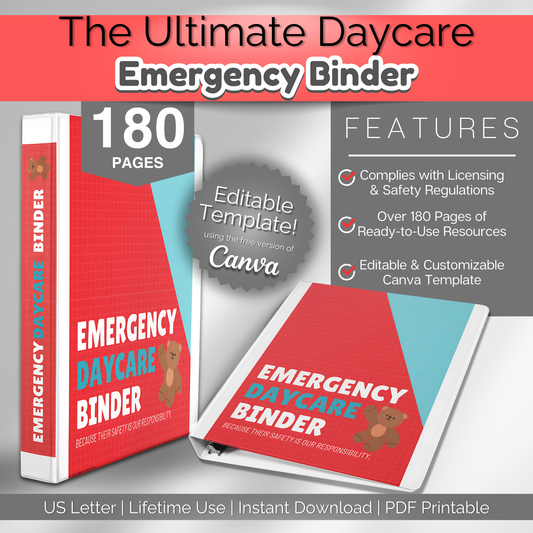 The ultimate daycare emergency binder – a customizable emergency action plan for childcare safety and compliance.