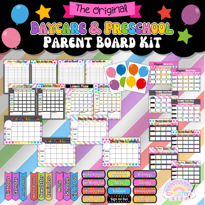 Features six printable borders and two banner designs for “Parent Board” and “Parent Information.” Adds a colorful, polished look to your daycare entrance or preschool hallway. Easy to print, cut, and display.