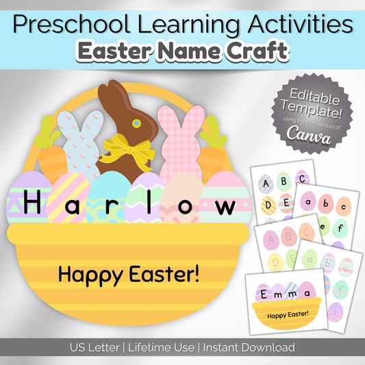 Easter Name Craft – A fun, interactive name recognition activity for preschool and daycare kids. Perfect for Easter learning!