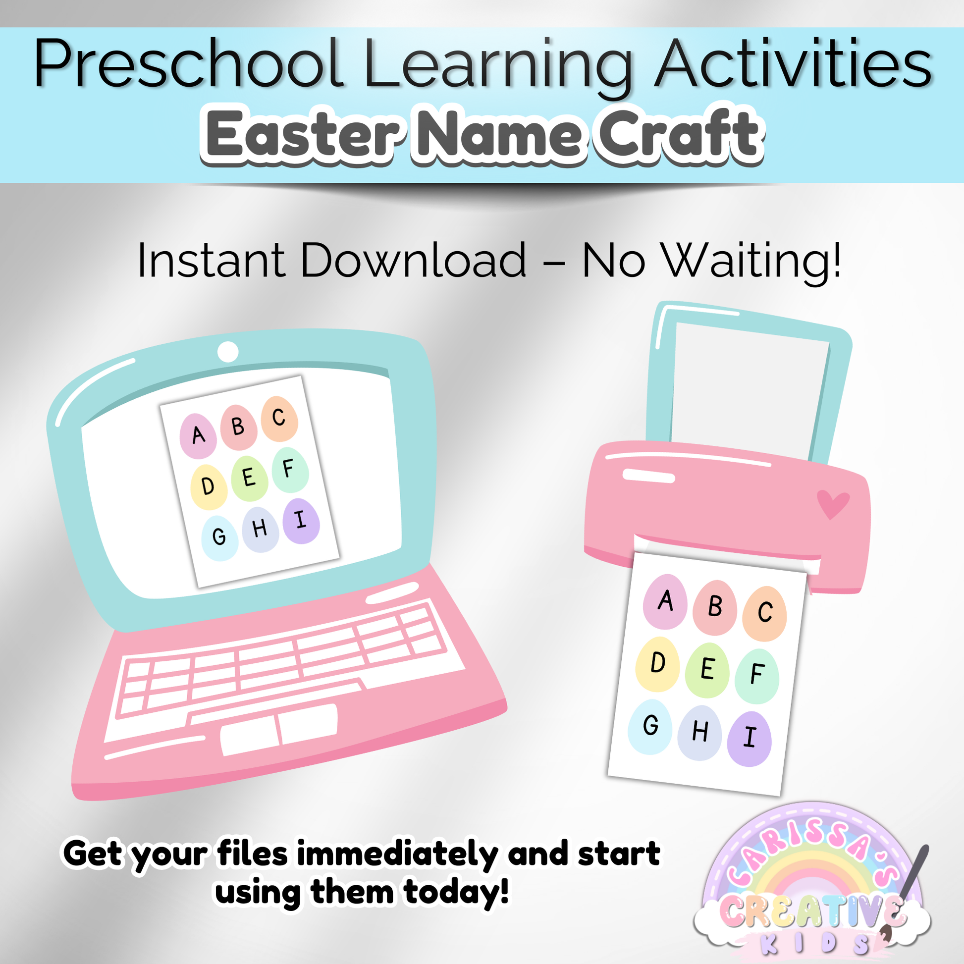 Instant download! Print at home or a local print shop and start using your Easter name craft today.