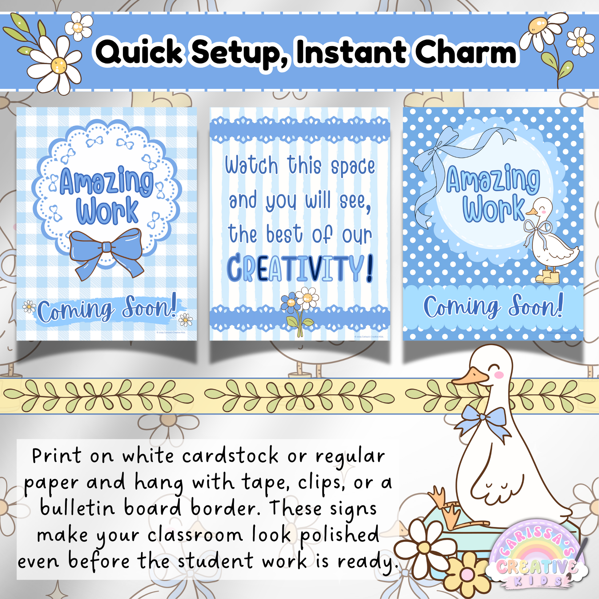 Easy-to-Use Printable Coming Soon Posters – Silly Goose Gingham Classroom Decor for Instant Bulletin Board Charm and Student Work Displays