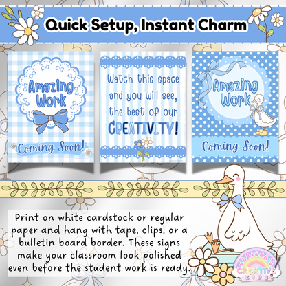 Easy-to-Use Printable Coming Soon Posters – Silly Goose Gingham Classroom Decor for Instant Bulletin Board Charm and Student Work Displays