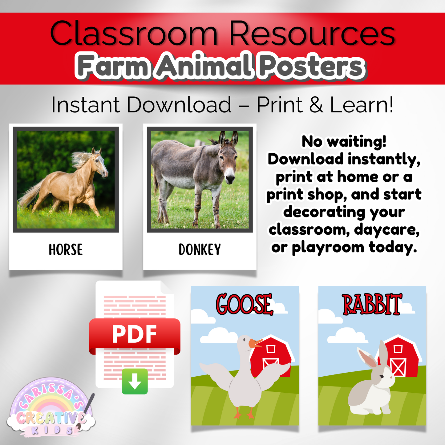 Preschool printables with farm animals theme. Ideal for teachers, parents, and homeschoolers.