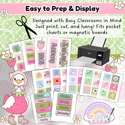 Printable Goose-Berry Classroom Calendar Pieces – Easy to Prep Days, Months, and Event Cards for Pocket Charts and Magnetic Boards in Preschool and Daycare