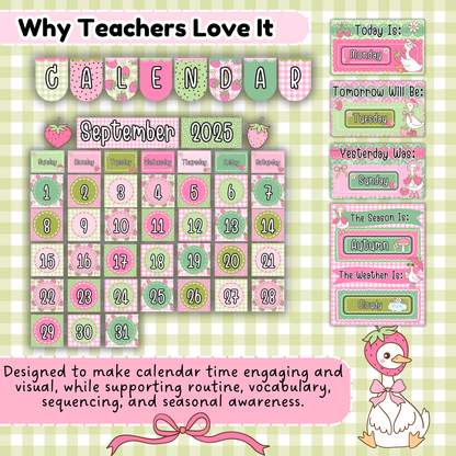 Goose-Berry Preschool Classroom Calendar – Supports Routine, Vocabulary, and Seasonal Awareness with Editable Days, Months, and Weather Cards