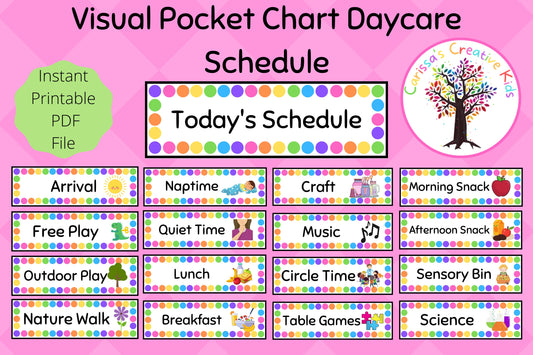Visual Pocket Chart Daily Daycare Schedule| Home Daycare, Preschool, Childcare or Dayhome |
