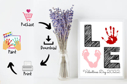 Valentines Craft Keepsake, Handprint/footprint Art, Daycare Activity, Parent gift for Preschool and childcare, Valentines day craft keepsake