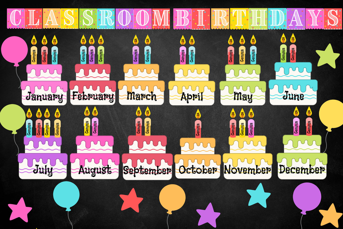 Classroom Birthday Board | Daycare | Preschool | Rainbow Dot Classroom Decor | Classroom Birthdays | Birthday Banner | PDF Printable Decor