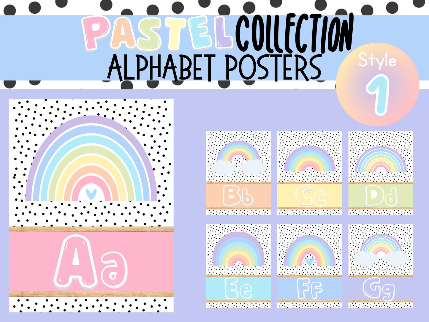 Rainbow Pastel Alphabet Posters | Preschool, Daycare, Childcare Center, Homeschool, Teacher, Classroom, School | Playroom Decor | Wall Art