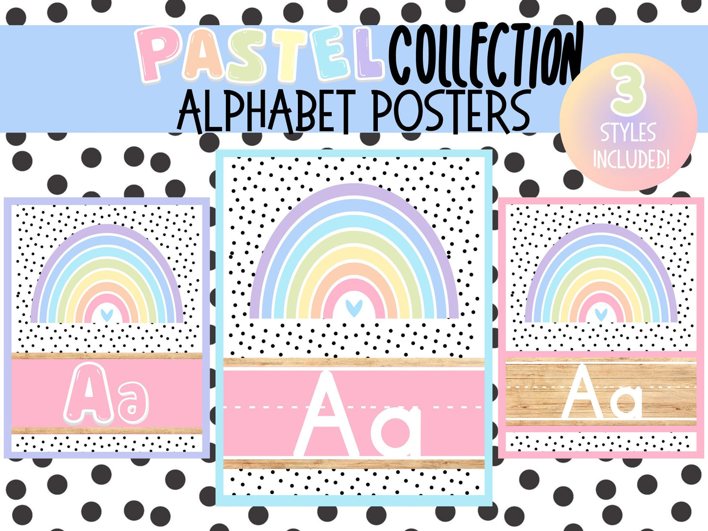 Rainbow Pastel Alphabet Posters | Preschool, Daycare, Childcare Center, Homeschool, Teacher, Classroom, School | Playroom Decor | Wall Art