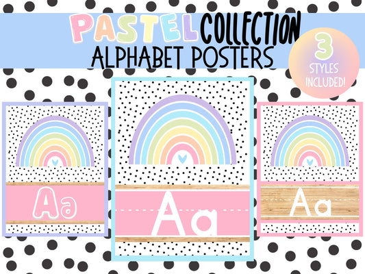Rainbow Pastel Alphabet Posters | Preschool, Daycare, Childcare Center, Homeschool, Teacher, Classroom, School | Playroom Decor | Wall Art