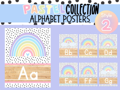 Rainbow Pastel Alphabet Posters | Preschool, Daycare, Childcare Center, Homeschool, Teacher, Classroom, School | Playroom Decor | Wall Art