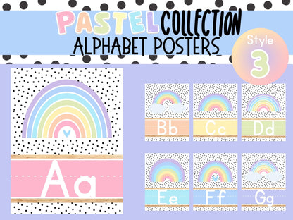 Rainbow Pastel Alphabet Posters | Preschool, Daycare, Childcare Center, Homeschool, Teacher, Classroom, School | Playroom Decor | Wall Art