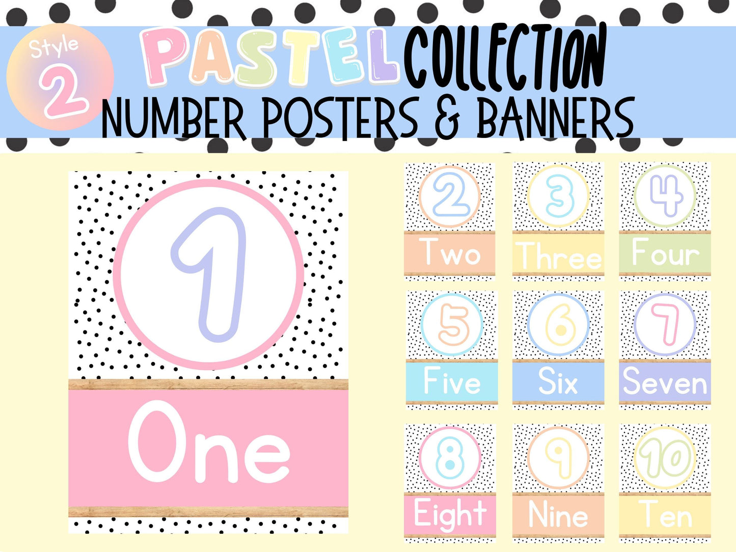 Pastel Rainbow Number Posters & Banners | Classroom Decor | Playroom Art | Perfect for Daycares, Preschools or School Classrooms!