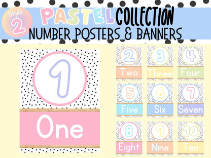 Pastel Rainbow Number Posters & Banners | Classroom Decor | Playroom Art | Perfect for Daycares, Preschools or School Classrooms!