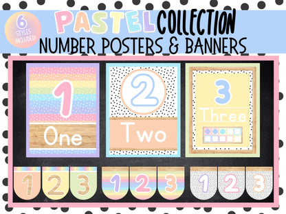 Pastel Rainbow Number Posters & Banners | Classroom Decor | Playroom Art | Perfect for Daycares, Preschools or School Classrooms!