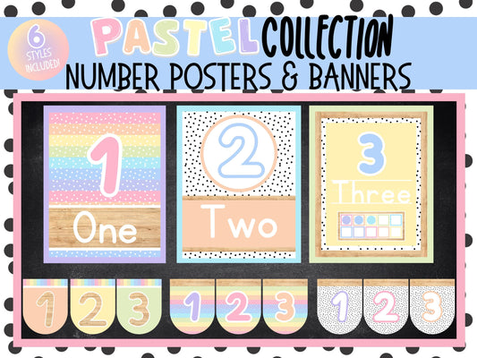 Pastel Rainbow Number Posters & Banners | Classroom Decor | Playroom Art | Perfect for Daycares, Preschools or School Classrooms!