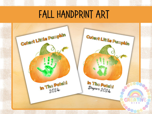 Pumpkin Handprint Art Printable, Pumpkin Printable, Fall Art Print, Preschool Pumpkin Printable, Preschool Fall Art, Handprint Art | Daycare