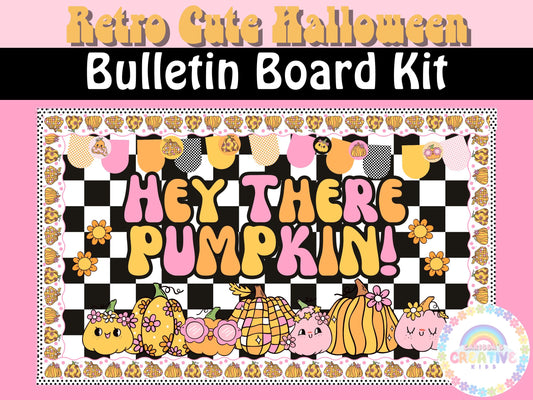 Hey There Pumpkin Bulletin Board Kit | Classroom Decor | Daycare Childcare Center | Preschool | Fall Halloween Bulletin Board | Groovy Retro