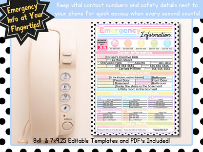 Emergency Information Poster | Home daycare, Daycare Center, Childcare, Preschool | Be Safety Prepared in your Childcare | Editable Template