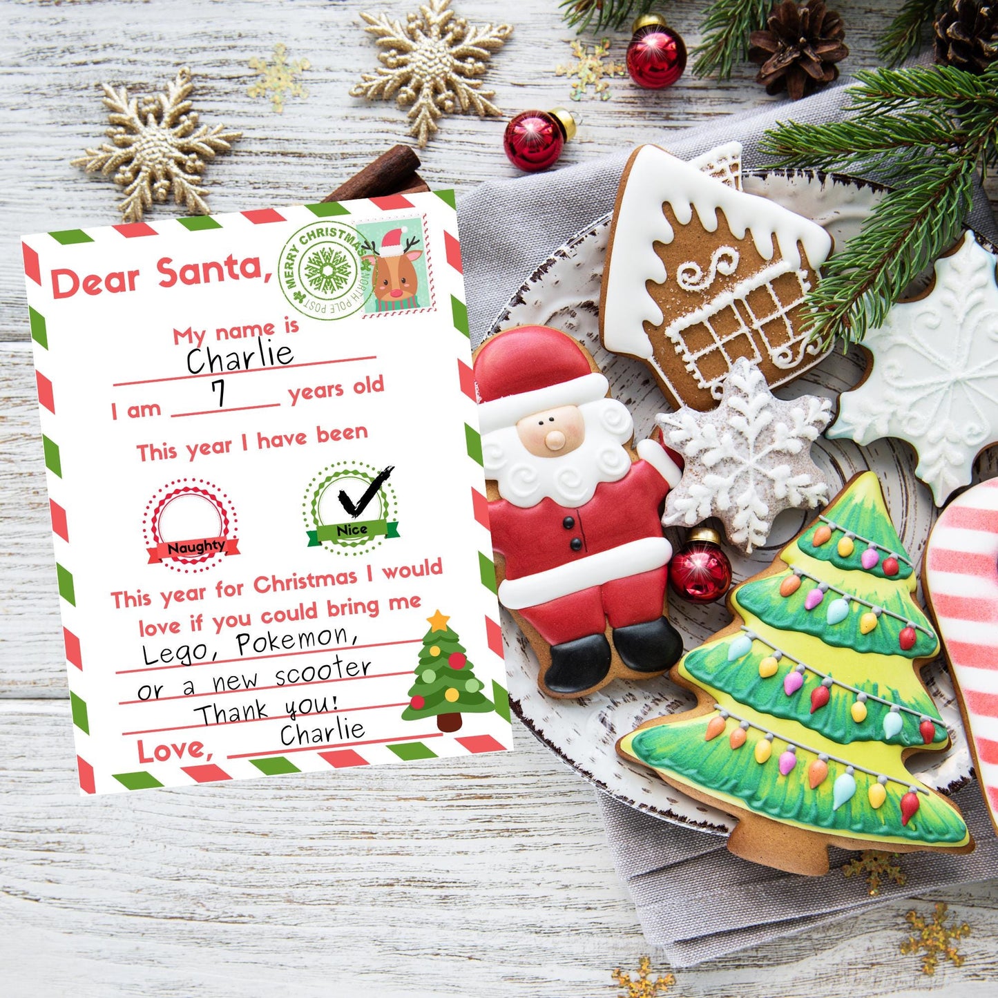Printable Letter to Santa Claus, Dear Santa Letter Template, Santa Claus Christmas Letter, Letter to Santa Printable, Dear Santa Letter