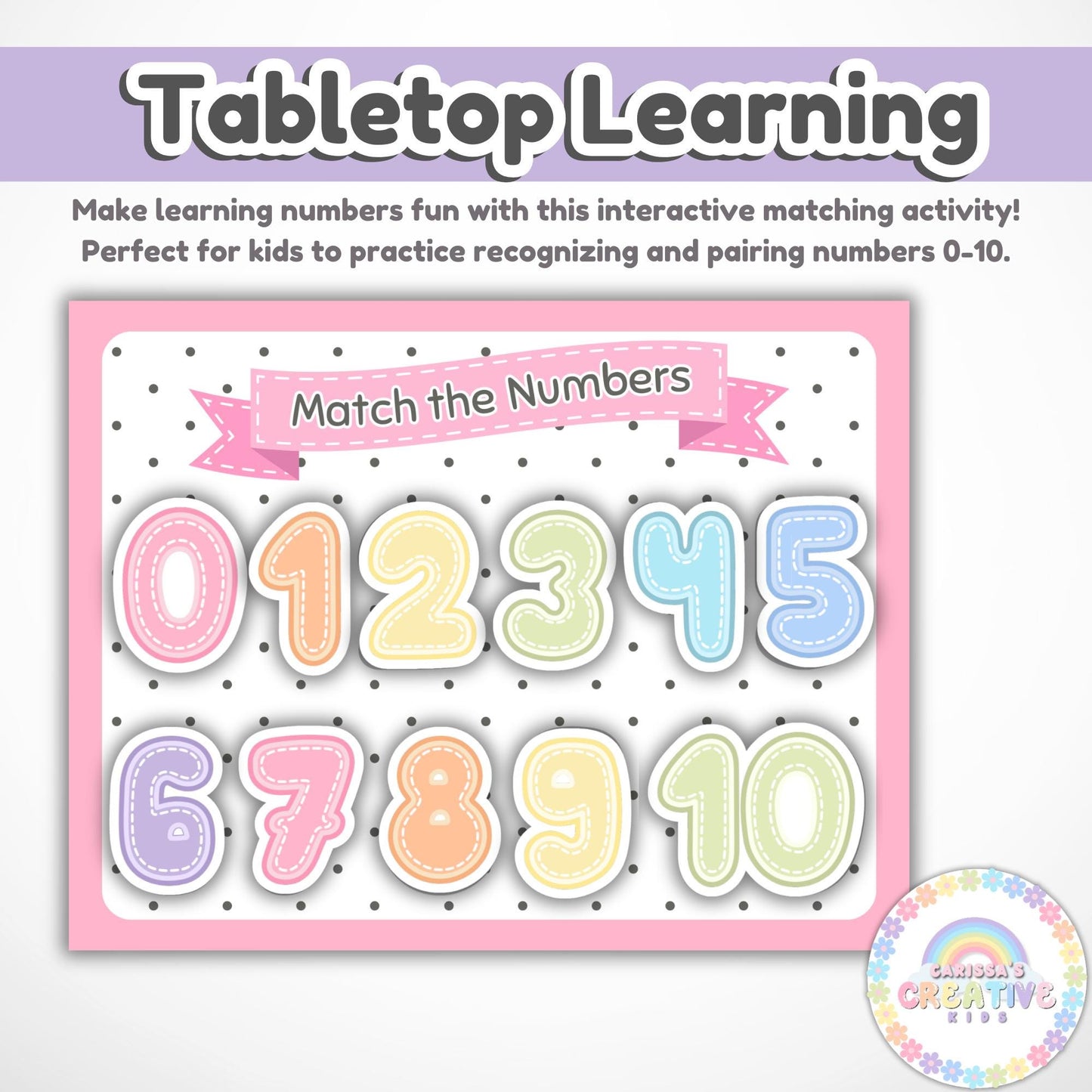 Number Matching Toddler Activity | Preschool Table Game