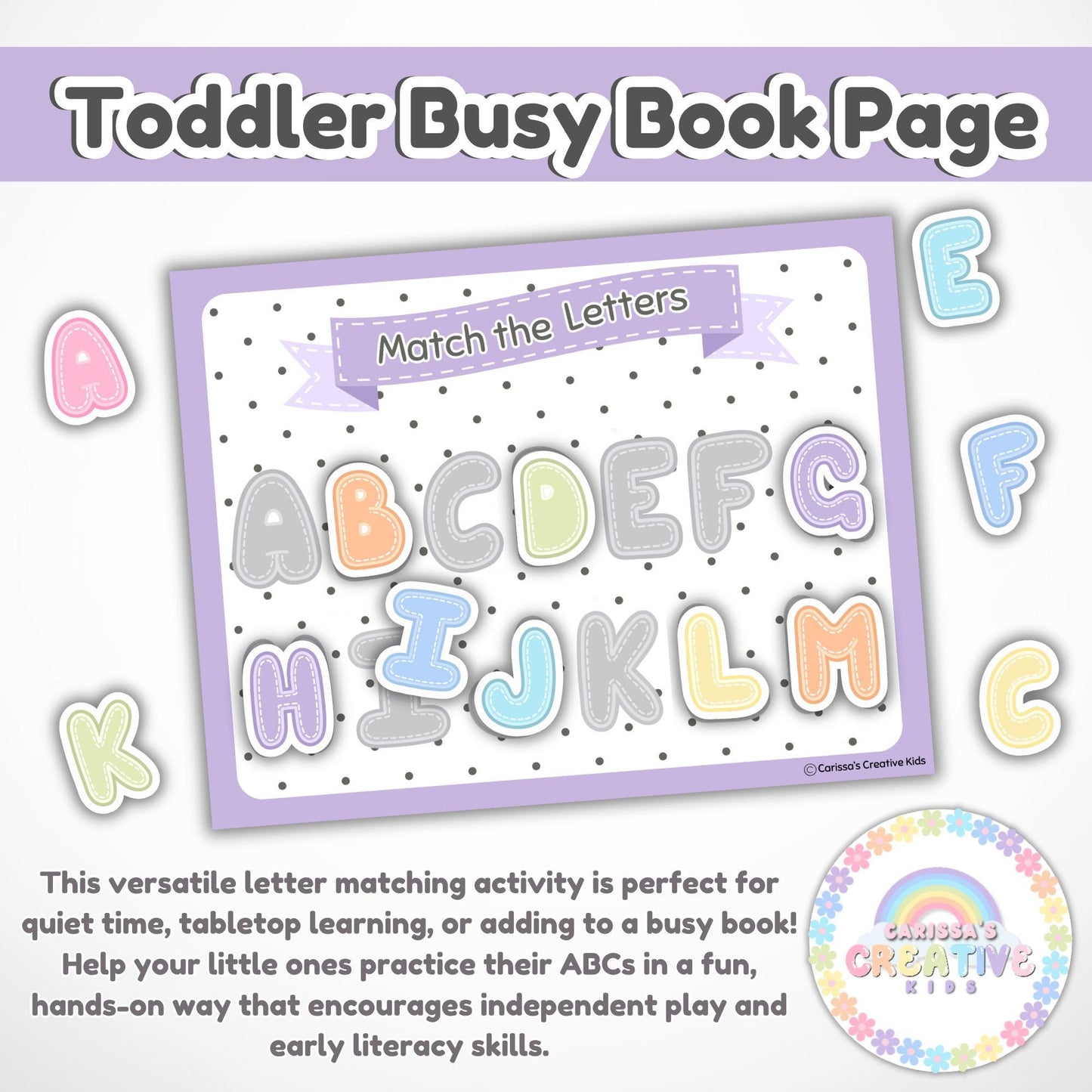Letter Matching Toddler Activity | Preschool Table Top Game
