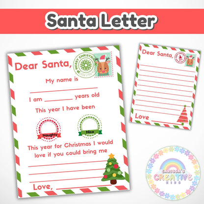 Printable Letter to Santa Claus, Dear Santa Letter Template, Santa Claus Christmas Letter, Letter to Santa Printable, Dear Santa Letter