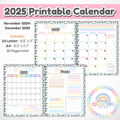 2025 Monthly Calendar Pages