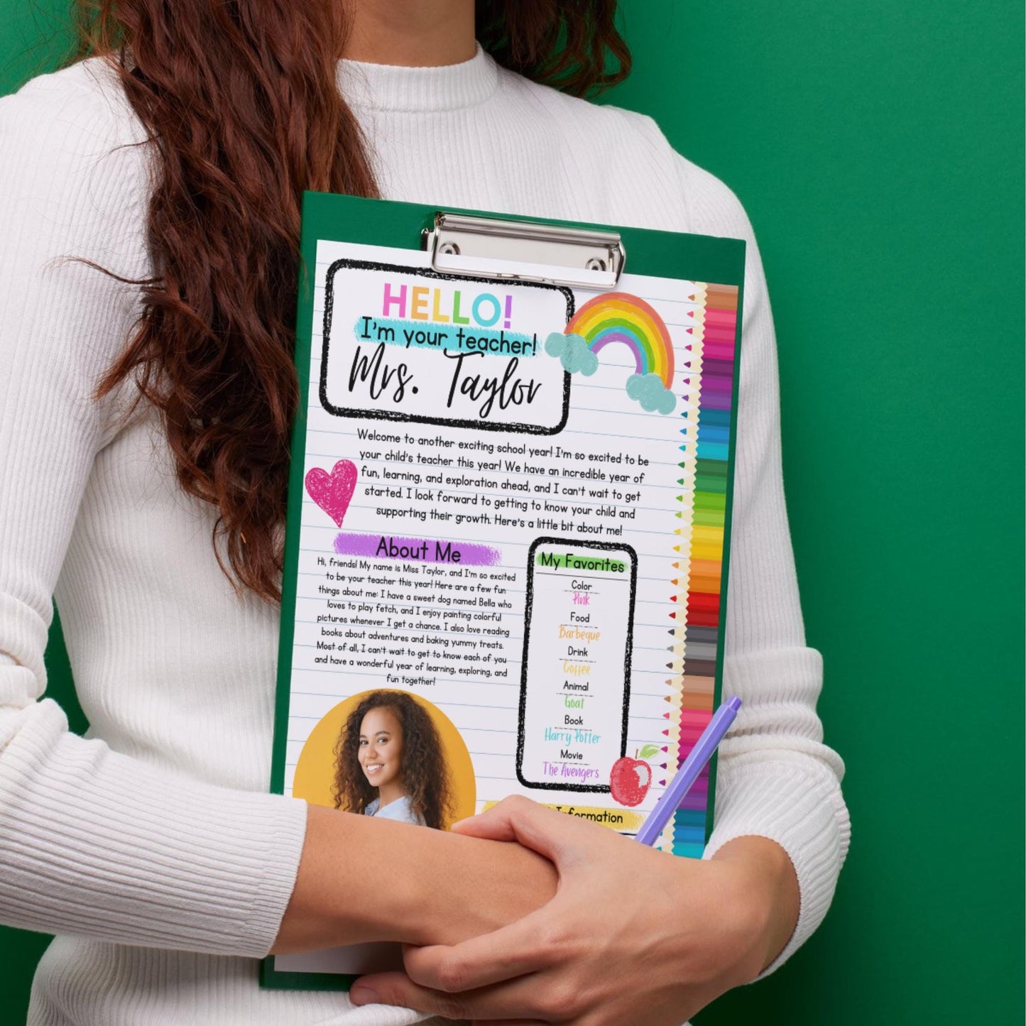 Meet The Teacher Template | Back To School Printable | Teacher Organization Resources | All About My Teacher | First Day Of School