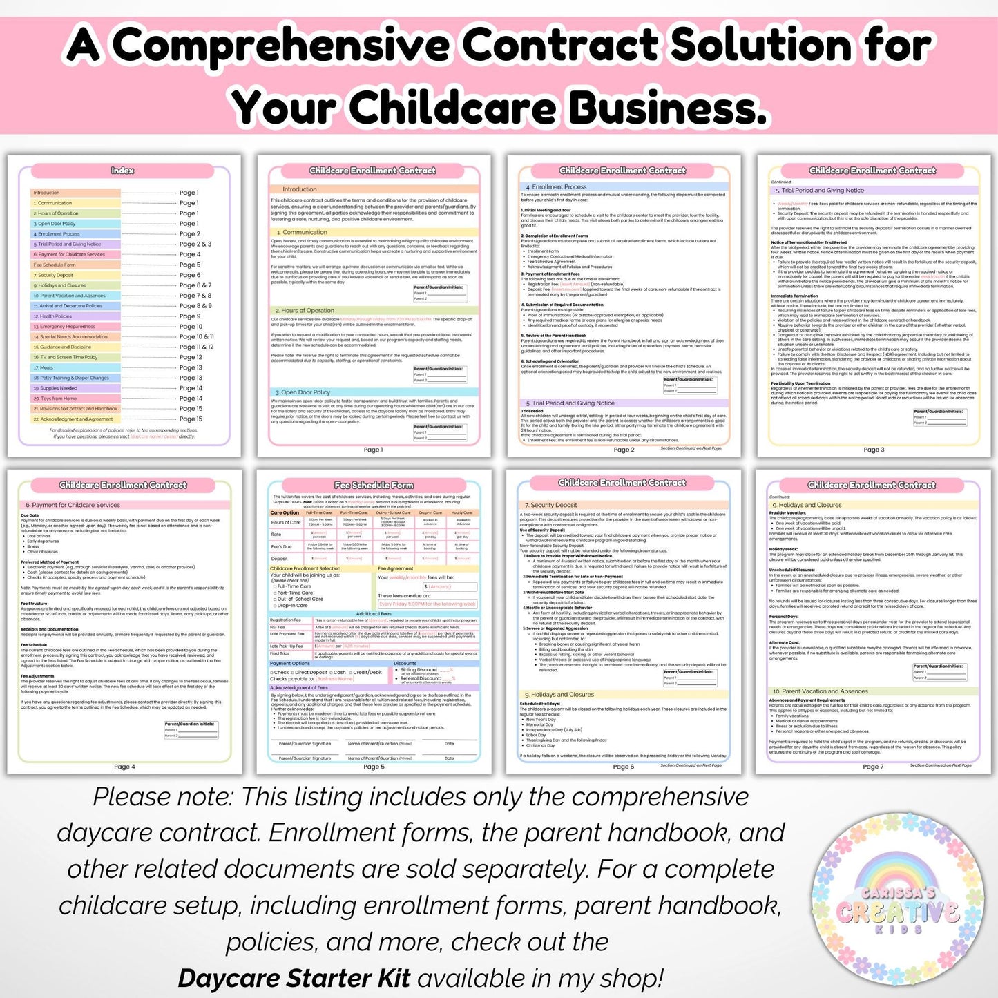 Daycare Contract | Editable Template