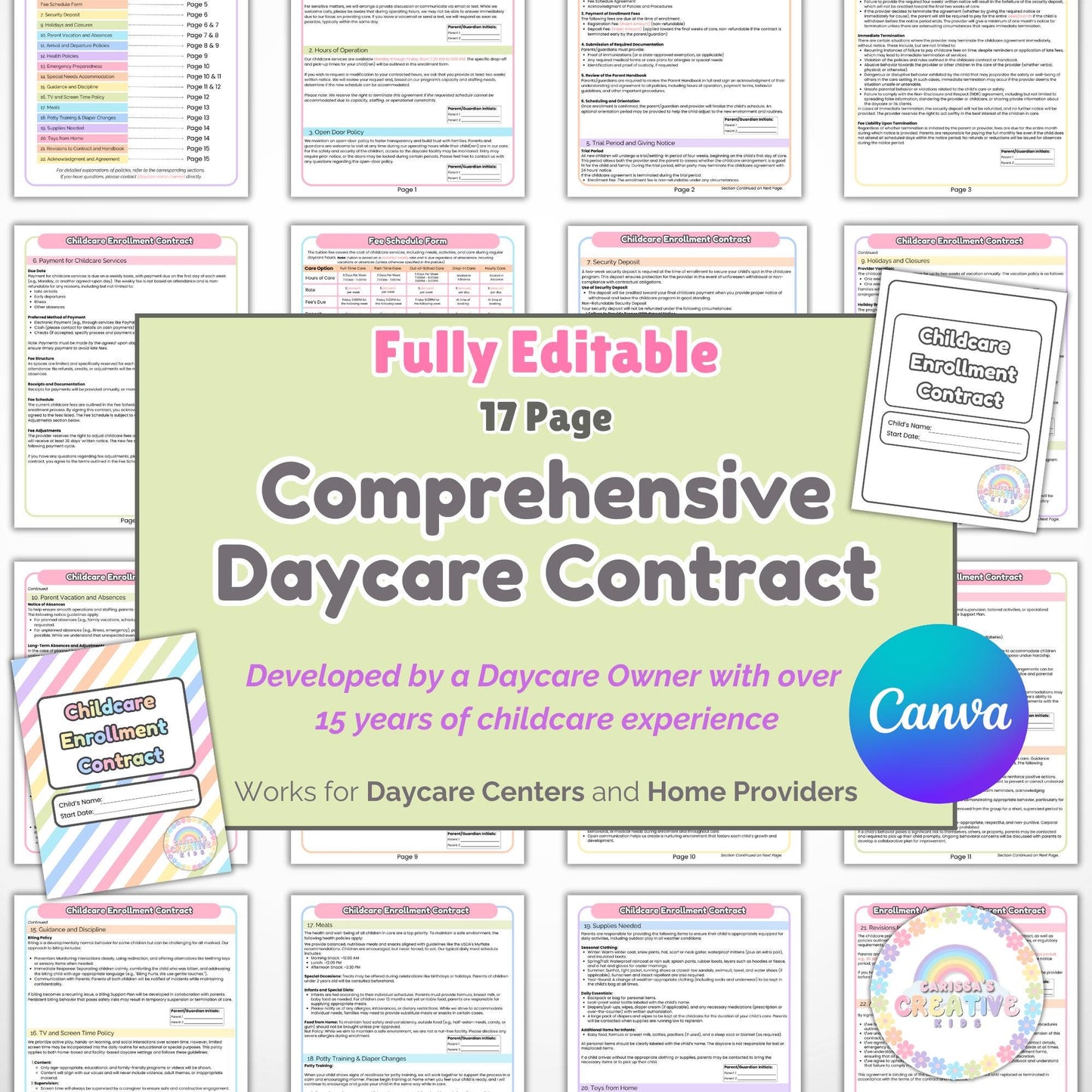 Daycare Contract | Editable Template