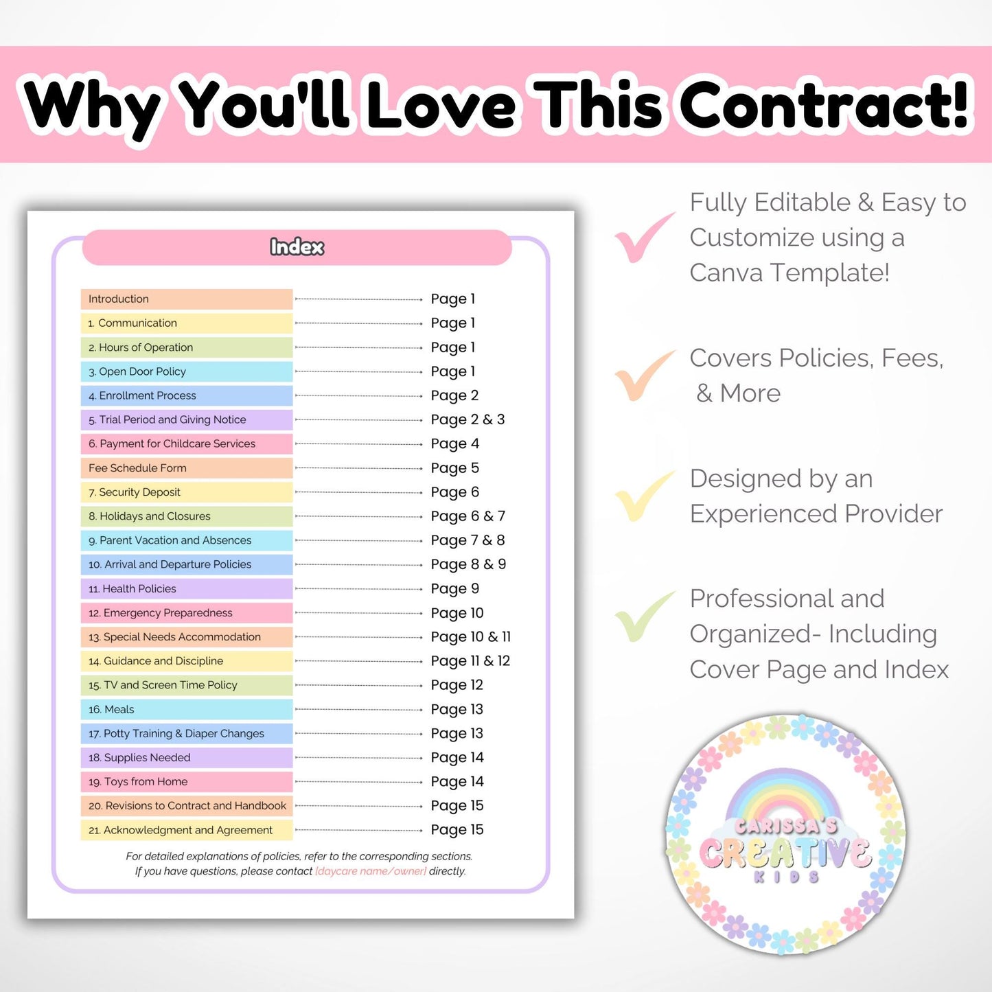 Daycare Contract | Editable Template