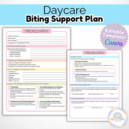 Daycare Biting Support Plan | Preschool Classroom Management