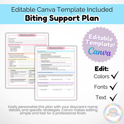 Daycare Biting Support Plan | Preschool Classroom Management