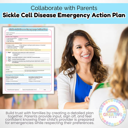 Daycare Forms- Sickle Cell Disease Emergency Action Plan Editable Template