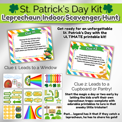 Fun printable leprechaun trap printables for kids to create ahead of the St. Patrick’s Day scavenger hunt. Great for home or classroom parties.