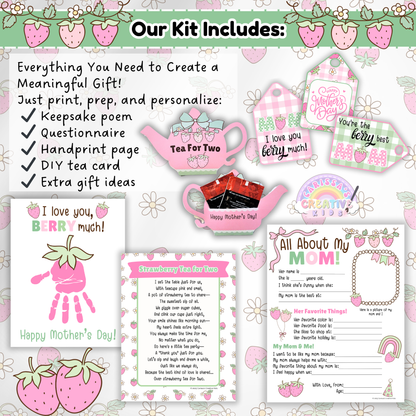This printable Mother's Day DIY gift kit includes everything educators need to create a meaningful keepsake. Features a fill-in-the-blank poem, questionnaire, handprint craft, DIY tea bag card, and gift tags. Perfect for preschool, daycare, and kindergarten Mother’s Day crafts and classroom activities. Easy to print and prep, this project makes gifting personal and stress-free for teachers and caregivers.