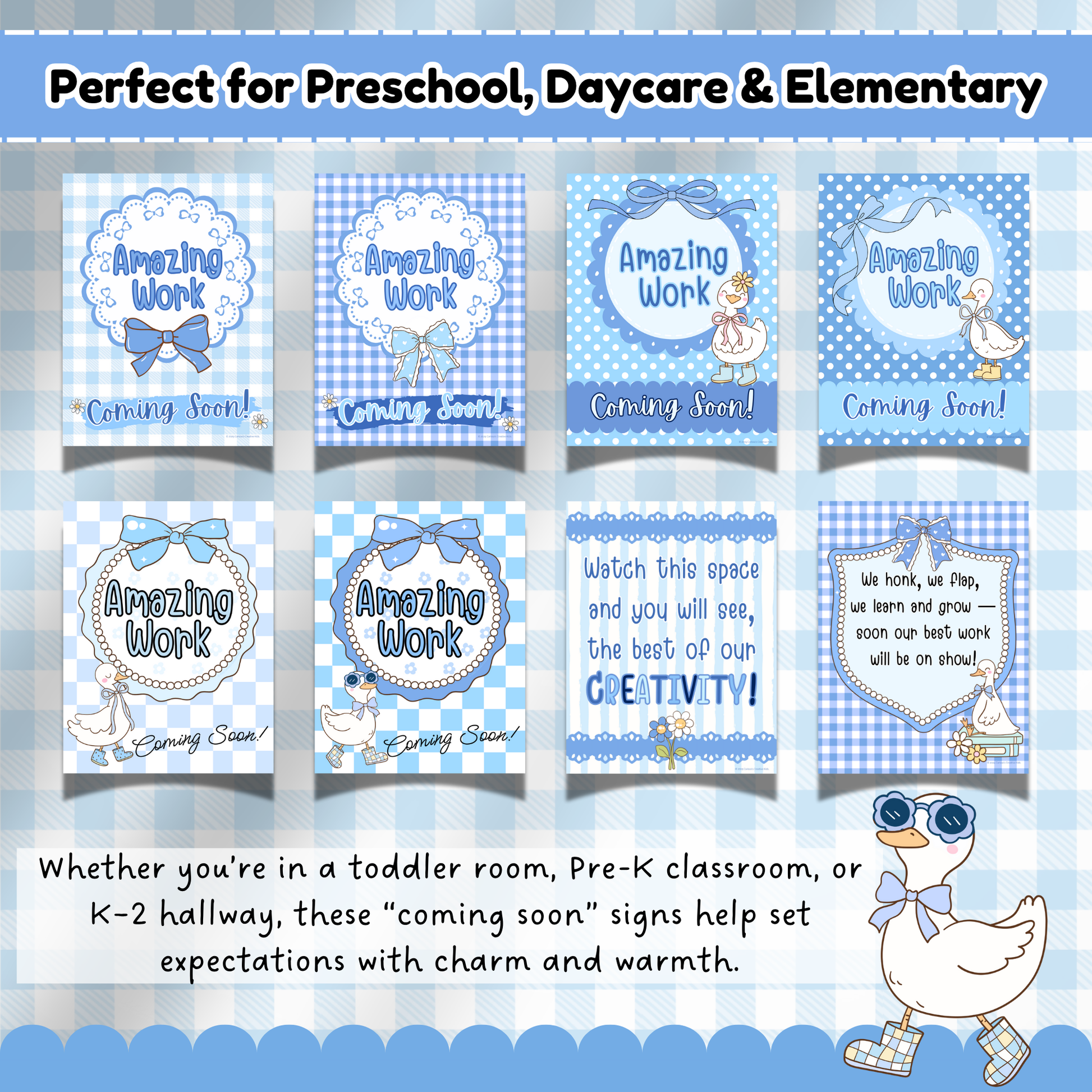 Printable “Amazing Work Coming Soon” Posters – Ideal for Preschool, Pre-K, Daycare, and K–2 Classrooms to Prep Bulletin Boards with Charm