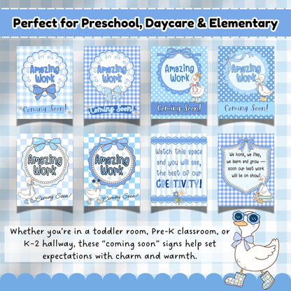 Printable “Amazing Work Coming Soon” Posters – Ideal for Preschool, Pre-K, Daycare, and K–2 Classrooms to Prep Bulletin Boards with Charm